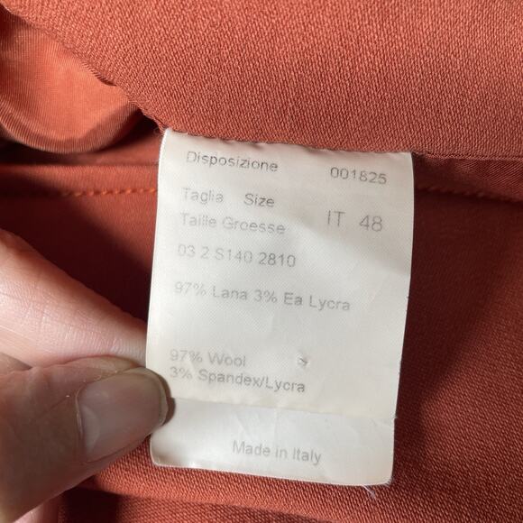 Piazza Sempione IT 48 US 8/10 Wool Fall Terracotta Orange Stretch Pencil Skirt - Picture 9 of 15